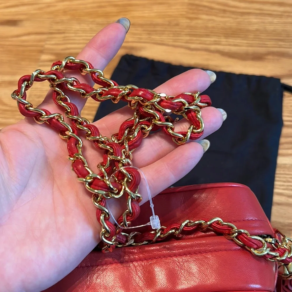 CHANEL Vintage Red Leather Crossbody Bag | Karl Lagerfeld 1989–1991 | Authentic